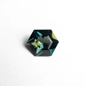 Parti Green-Teal Step Cut Sapphire - 1.27ct Hexagon