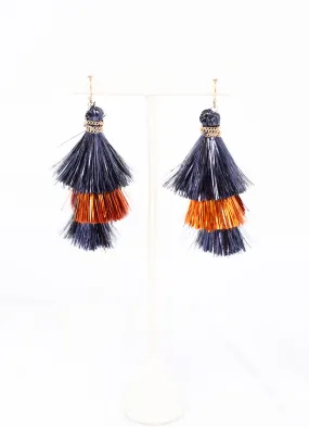 Party Tinsel Tassel Earring NAVY ORANGE