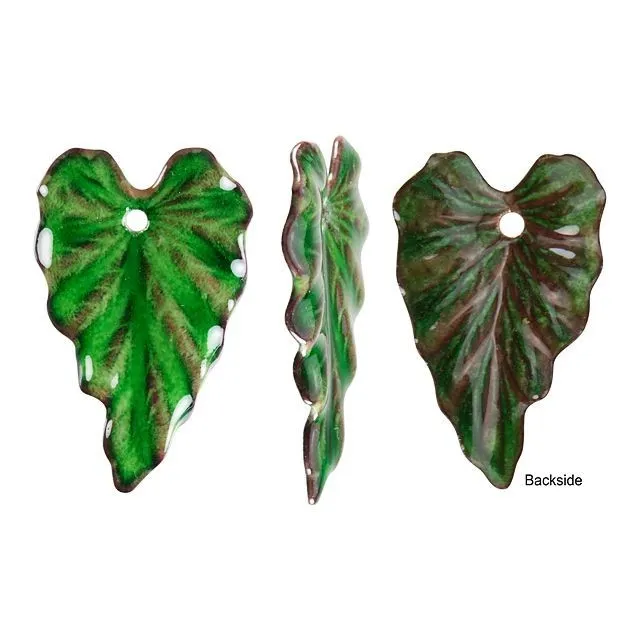 Pendant, Ivy Leaf 25x16mm, Enameled Brass Emerald Green, by Gardanne Beads (1 Piece)