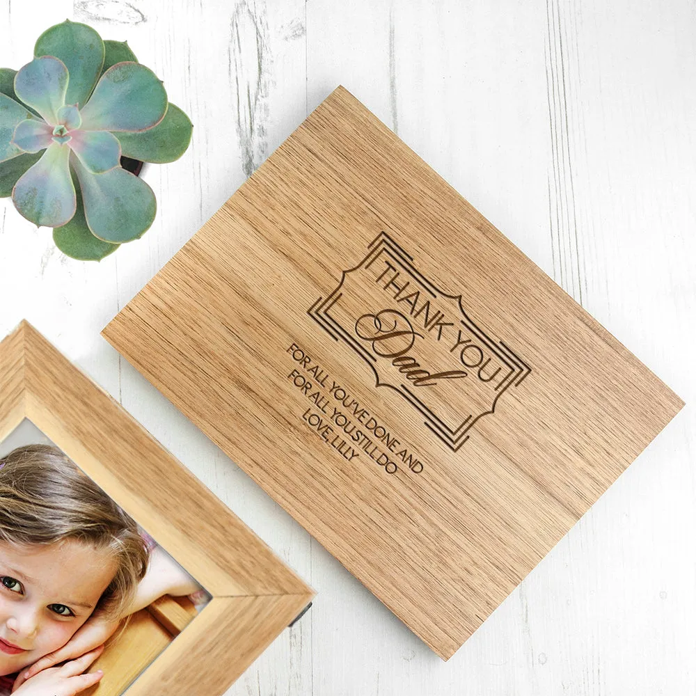 Personalised Thank You Dad Midi Oak Photo Cube Keepsake Box