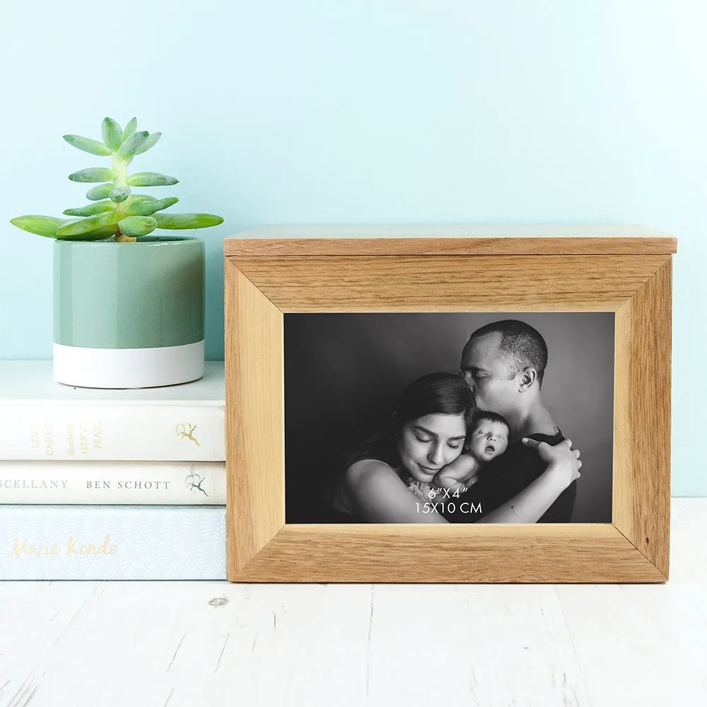 Personalised Thank You Dad Midi Oak Photo Cube Keepsake Box