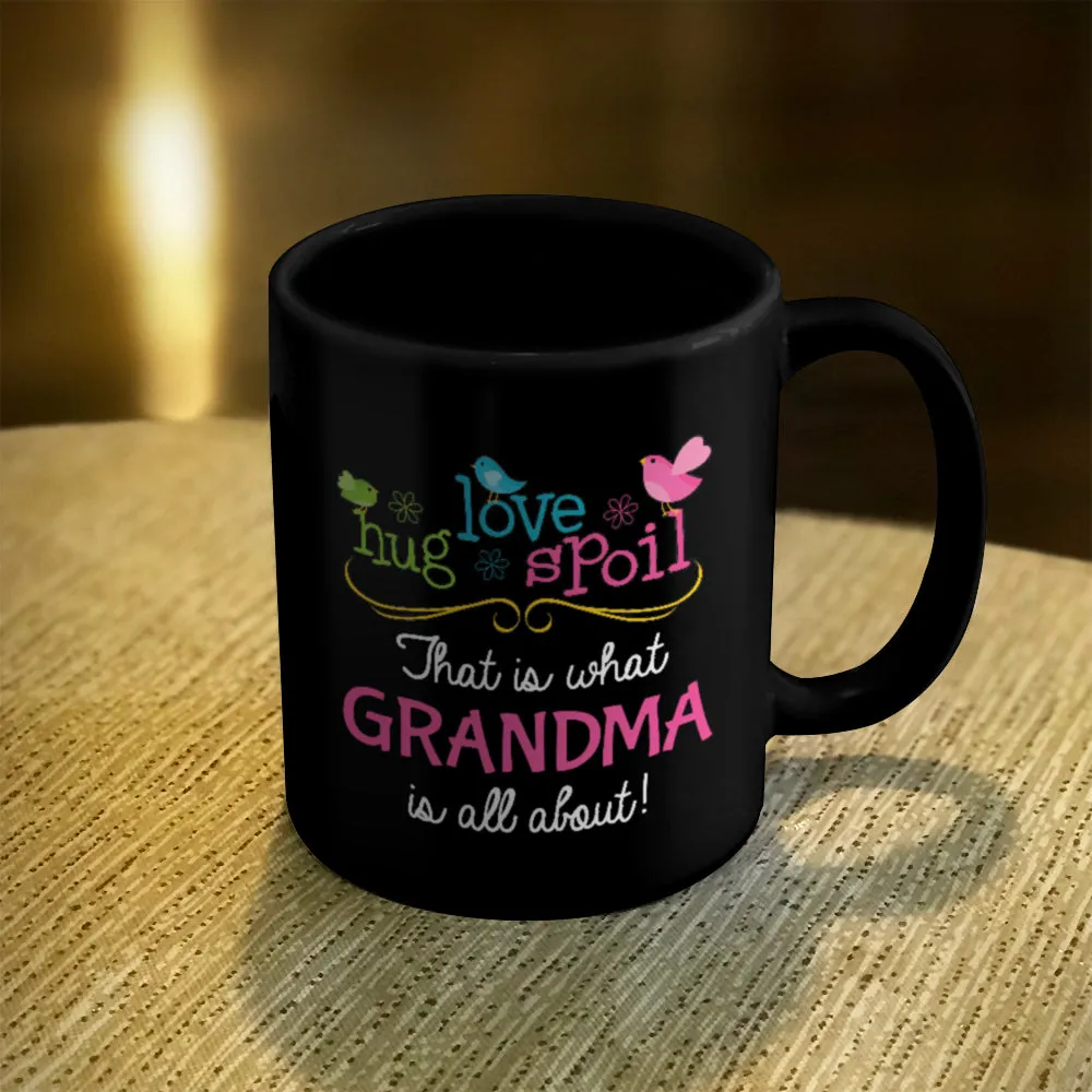 Personalized Ceramic Coffee Mug Black Love Hug Spoil