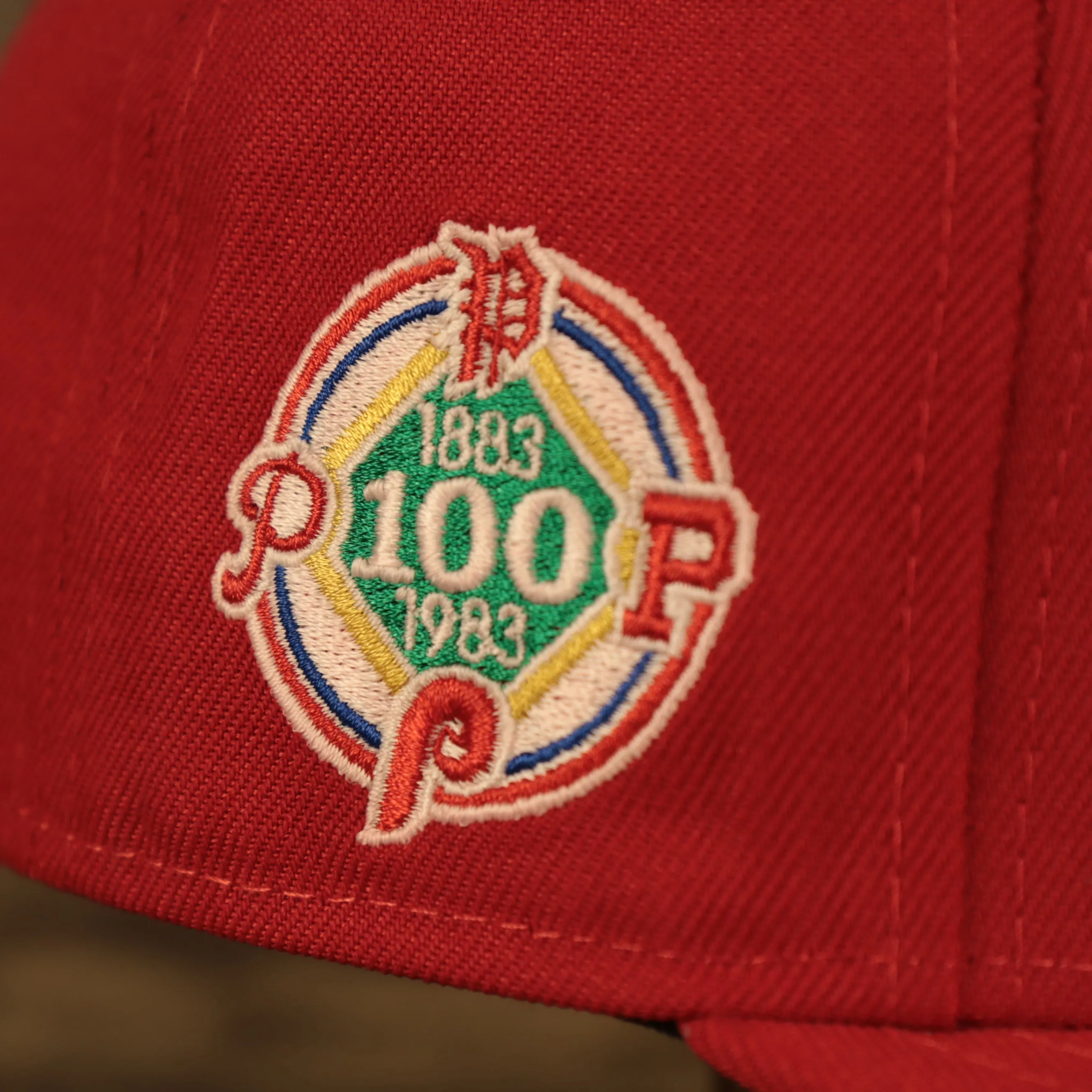 Philadelphia Phillies Glow In The Dark 100th Anniversary Teal Bottom Side Patch 59Fifty Fitted Cap