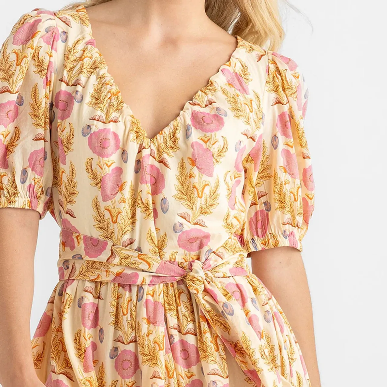 Pink Chicken Emily Dress, Pink Gilded Floral