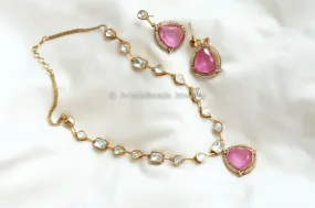 Pink Doublet & Kundan Polki Necklace Set (ABJ-N101-55)