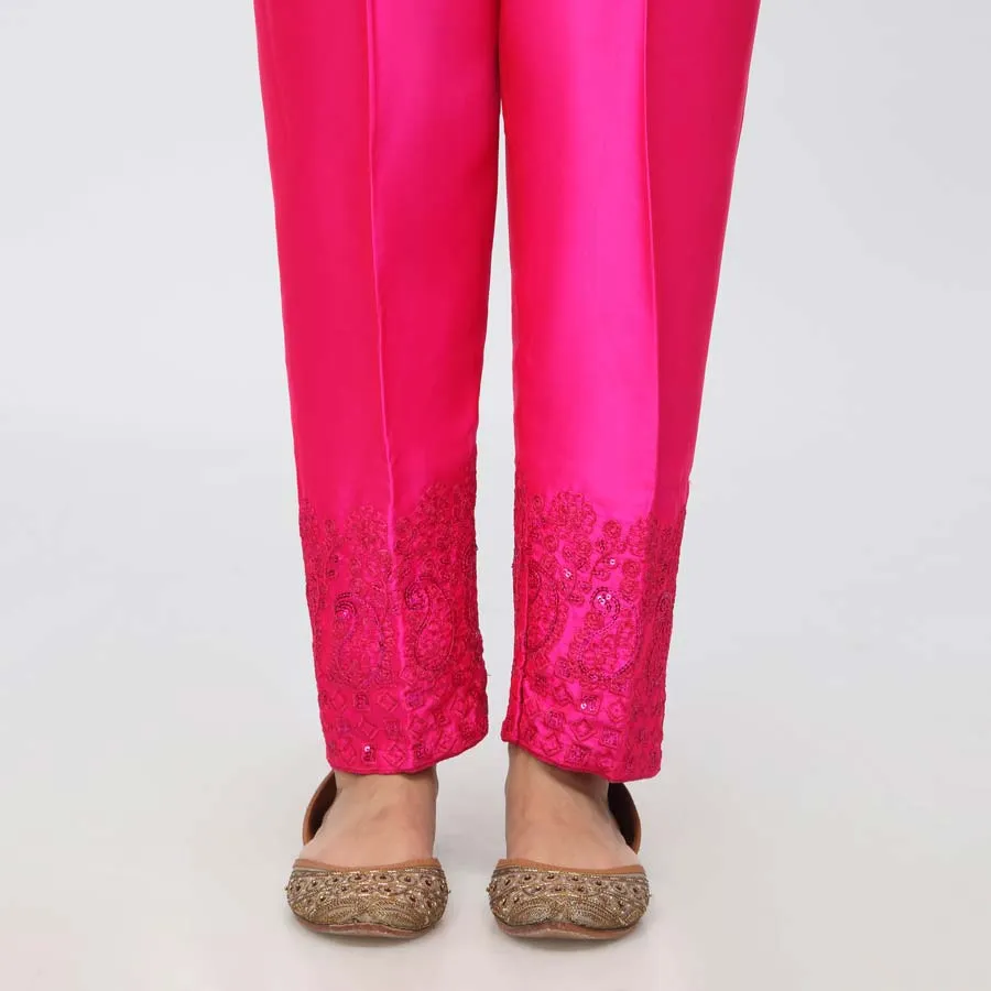 Pink EmbroideredShamouse Silk Trouser PW3694