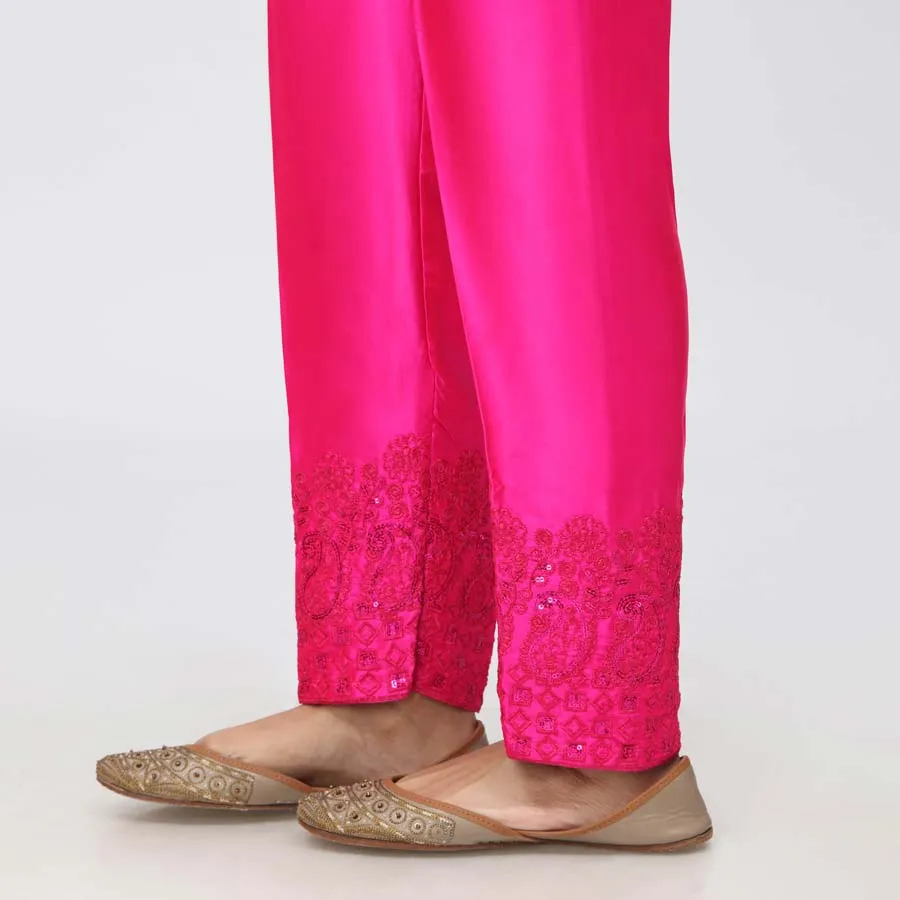 Pink EmbroideredShamouse Silk Trouser PW3694