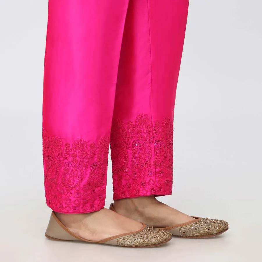 Pink EmbroideredShamouse Silk Trouser PW3694