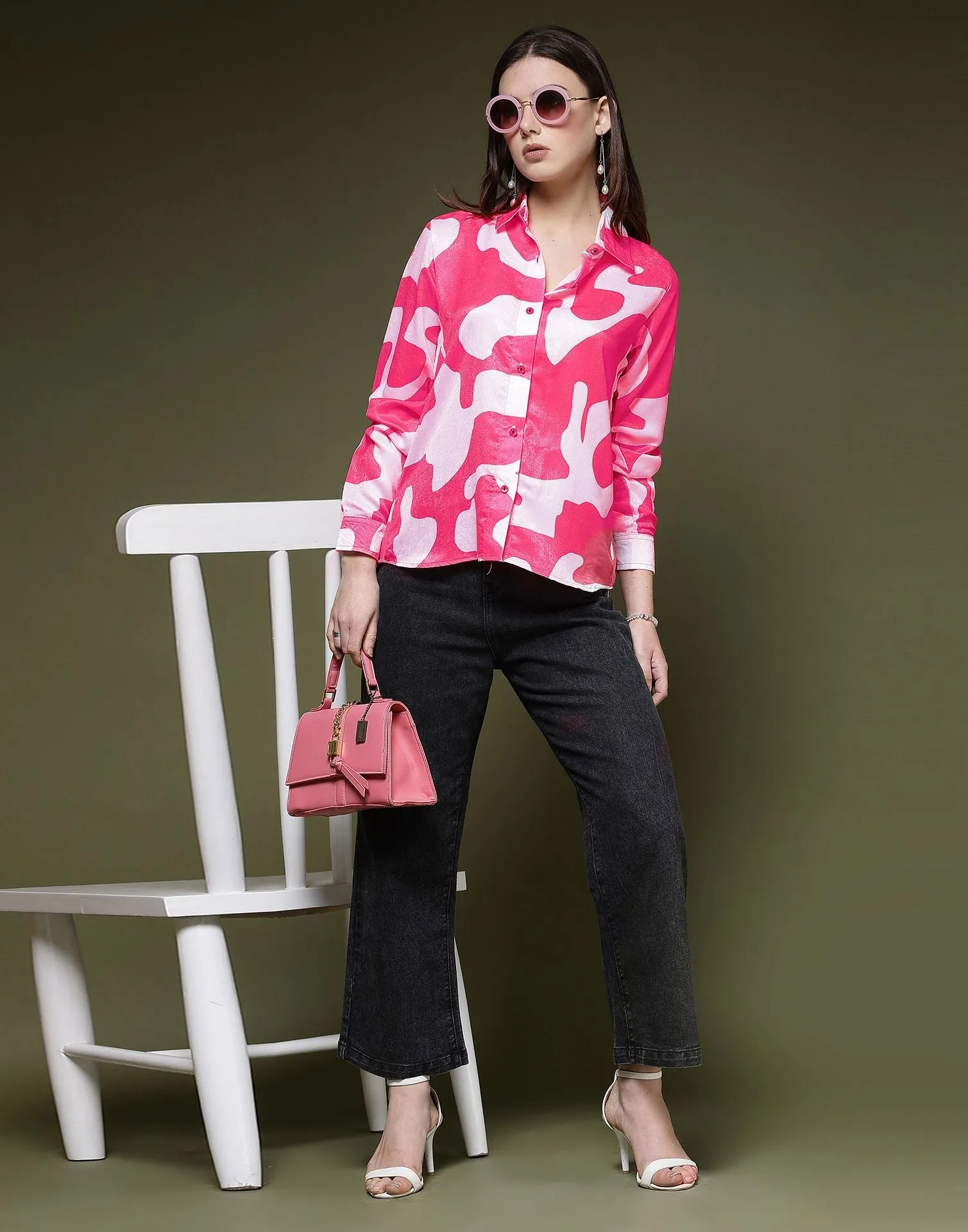 Pink Printed Silk Shirt