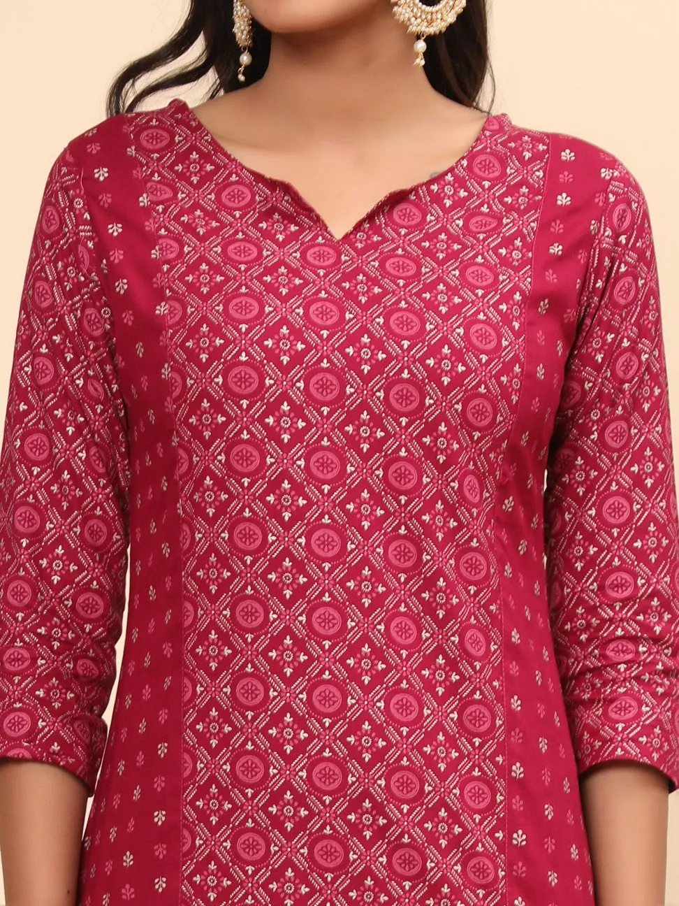 Pink Rayon Straight Kurti