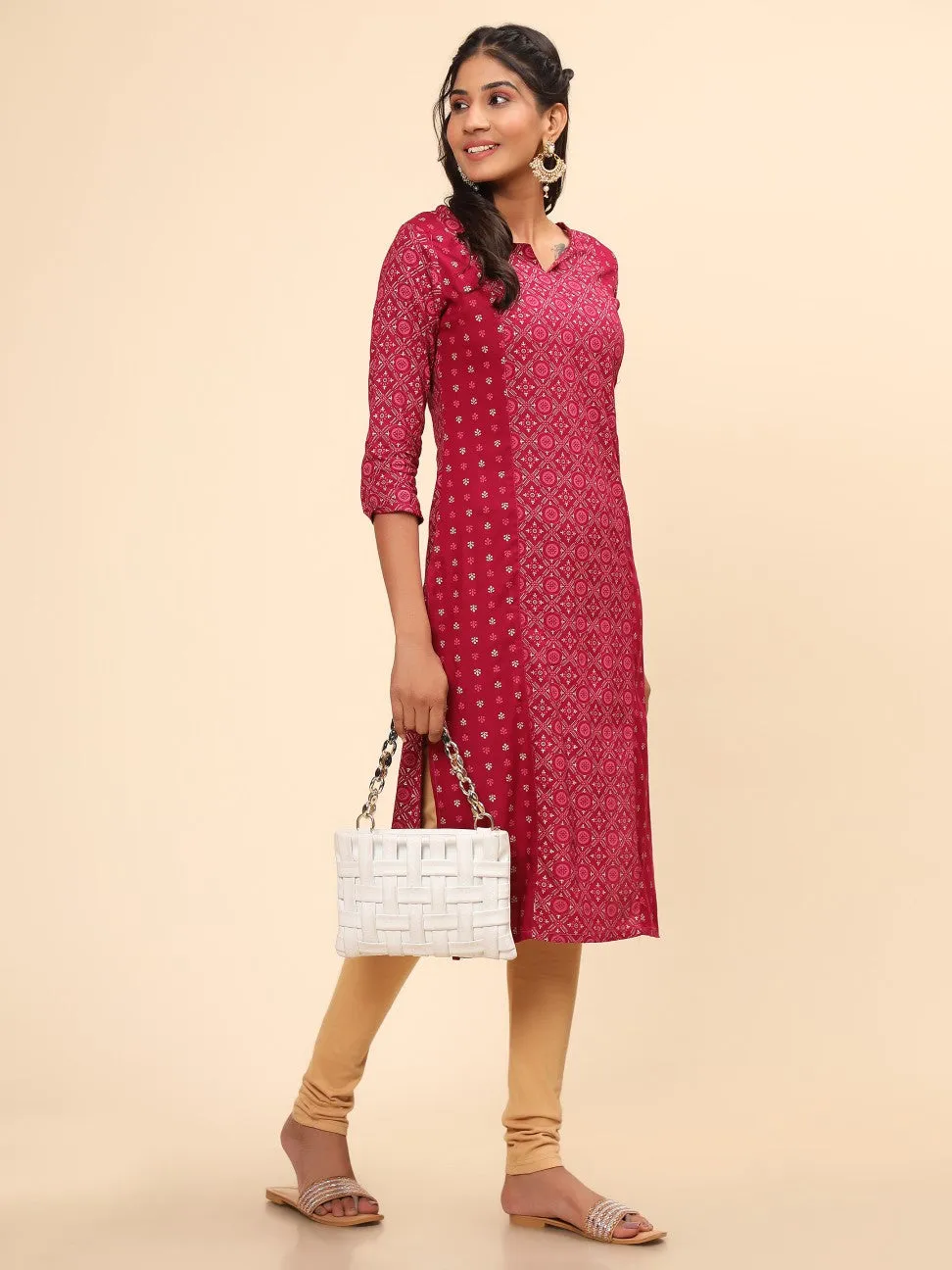 Pink Rayon Straight Kurti