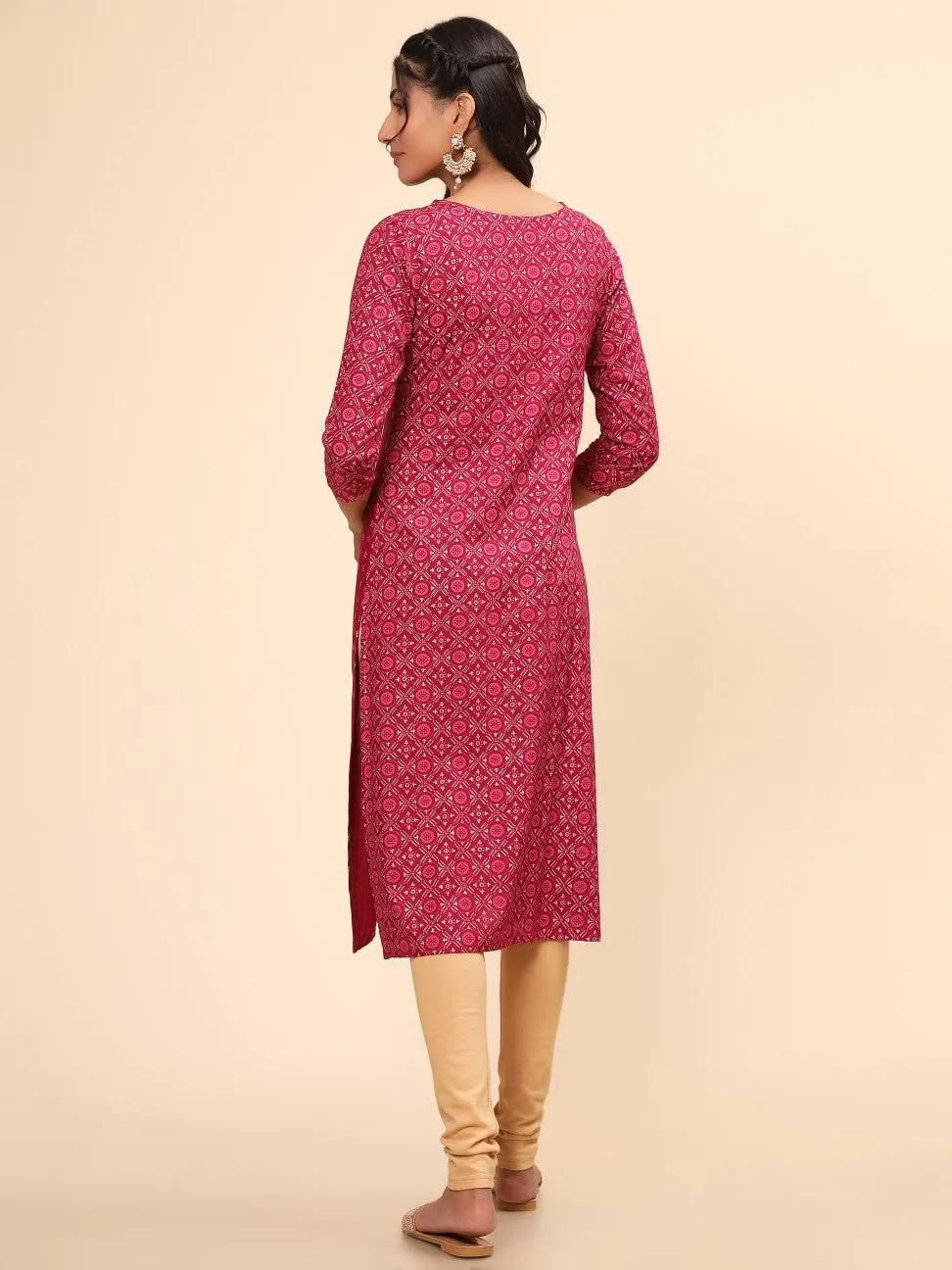 Pink Rayon Straight Kurti