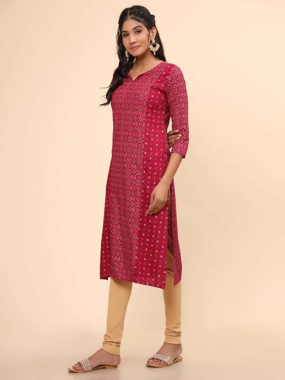 Pink Rayon Straight Kurti