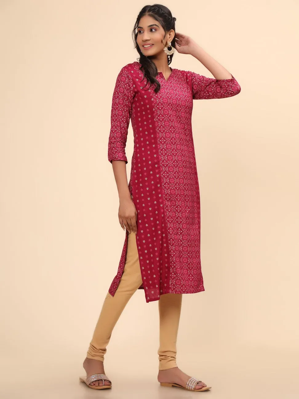 Pink Rayon Straight Kurti