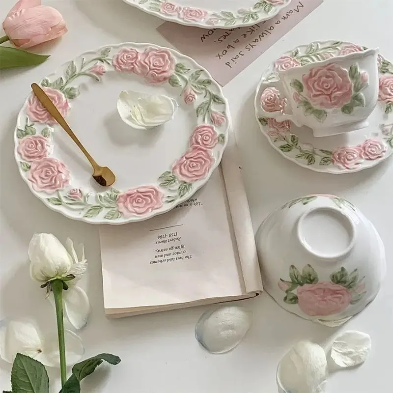 Pink Retro Roses Cup and Saucer ON1460