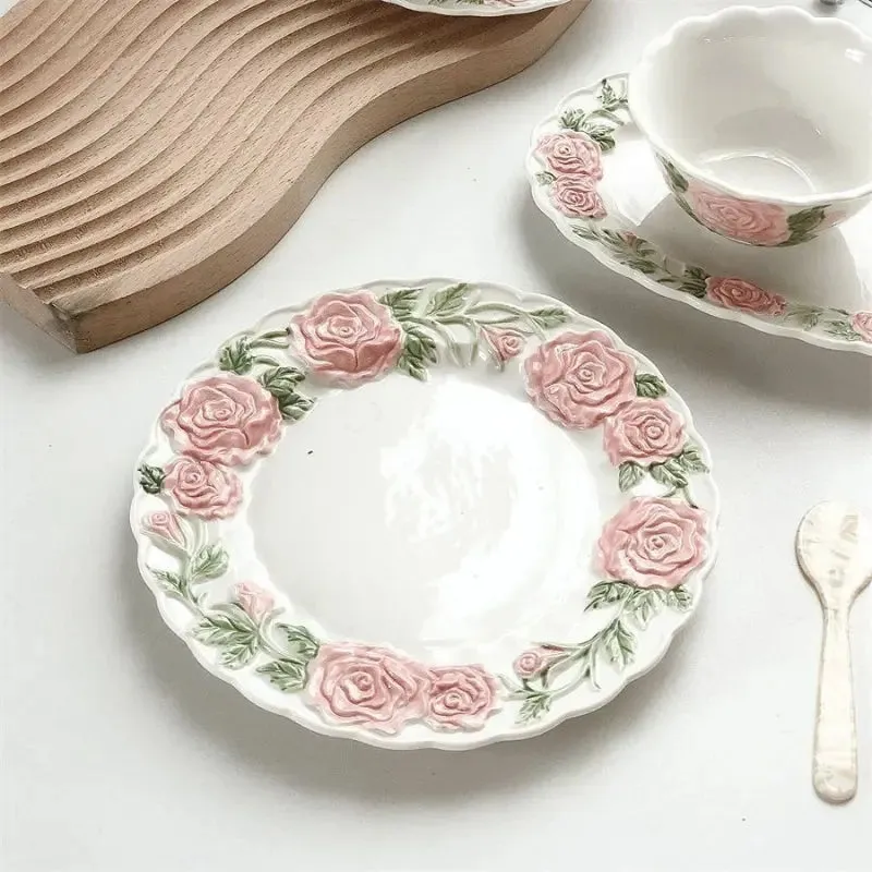 Pink Retro Roses Cup and Saucer ON1460