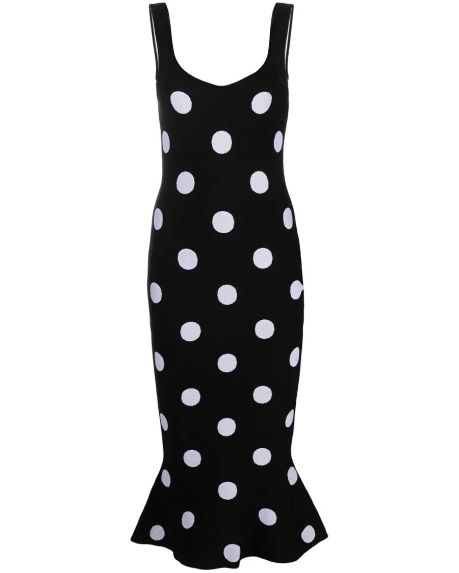 Polka Dot Jacquard Midi Dress