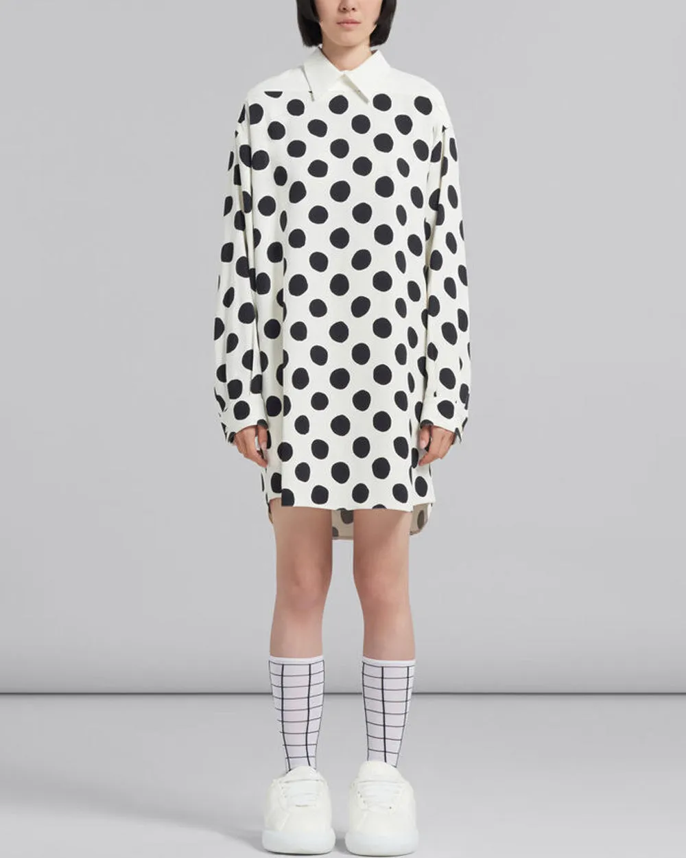 Polka Dot Long Sleeve Mini Dress