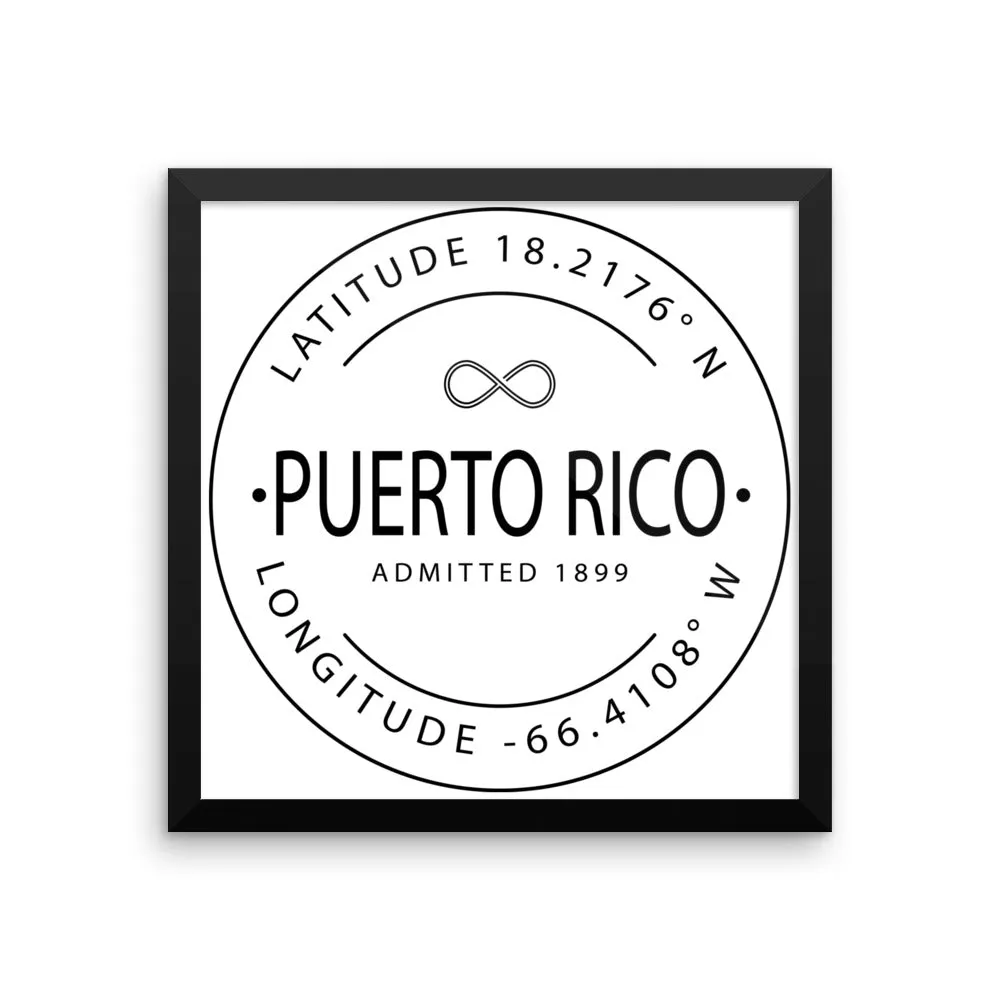 Puerto Rico - Framed Print - Latitude & Longitude