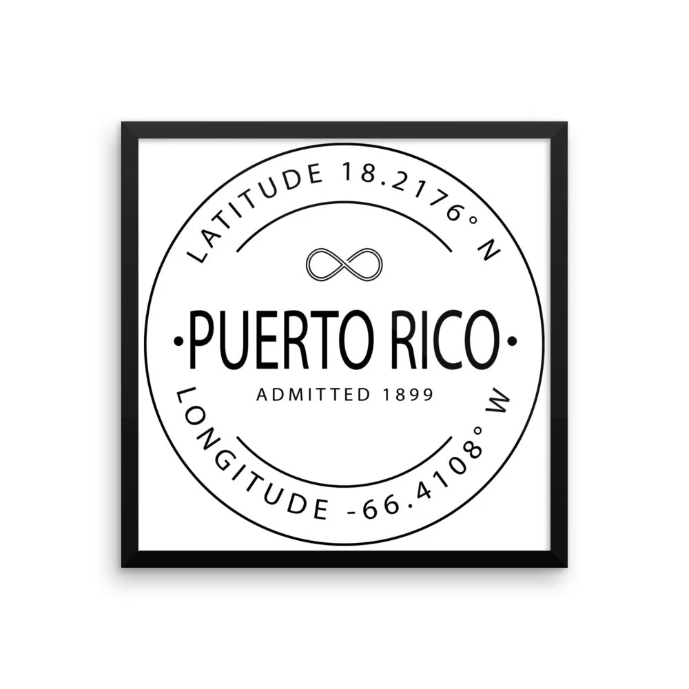 Puerto Rico - Framed Print - Latitude & Longitude