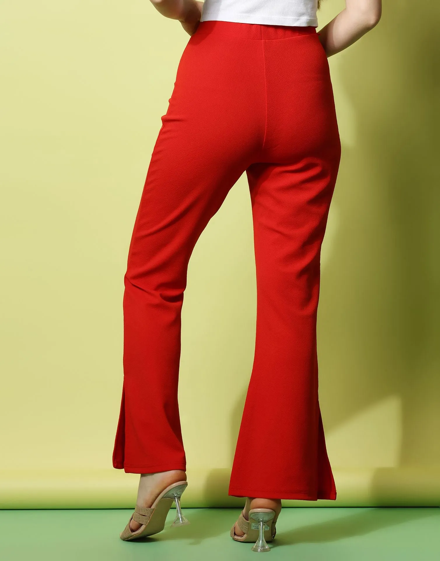 Red Flared Trouser