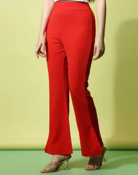 Red Flared Trouser