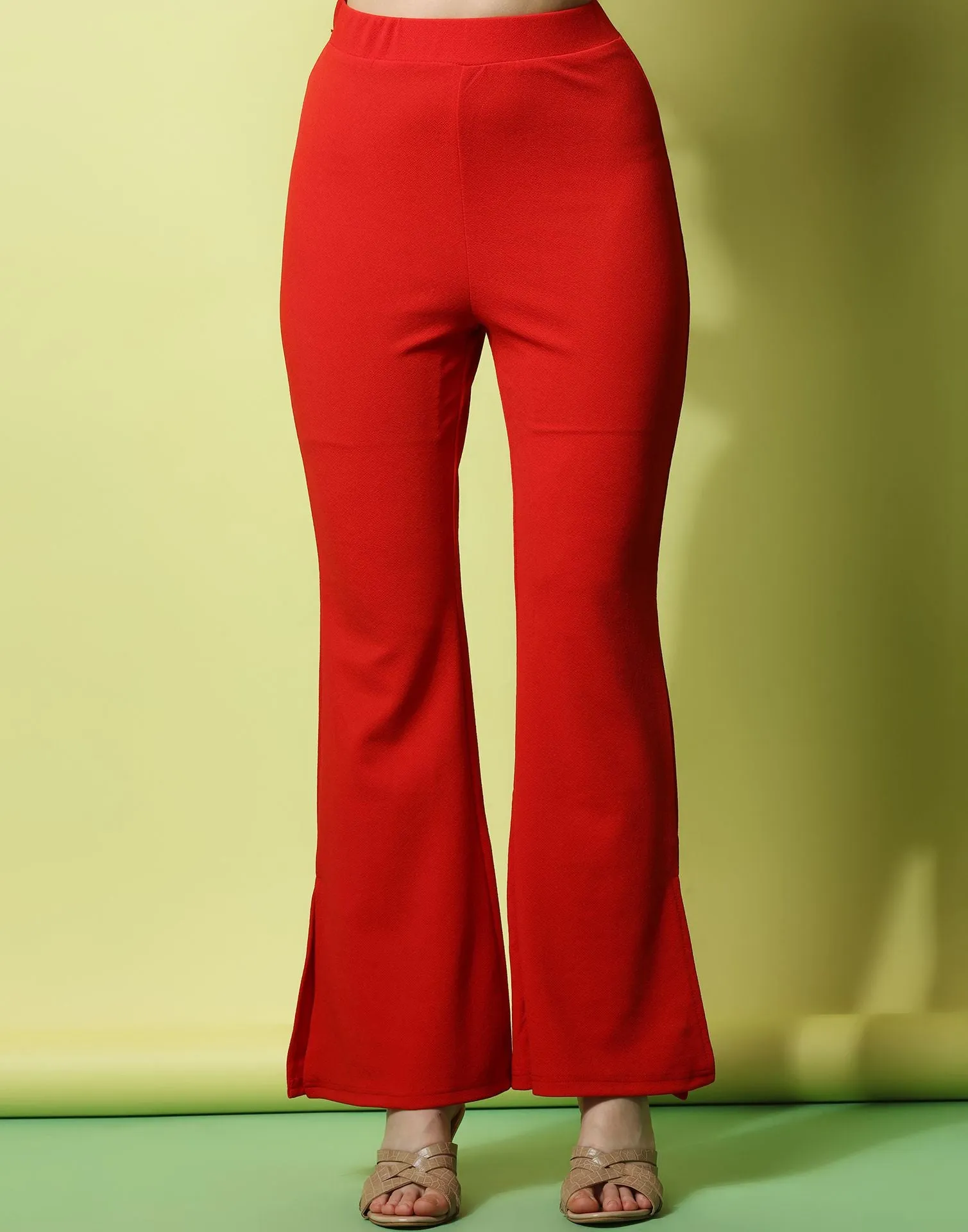 Red Flared Trouser