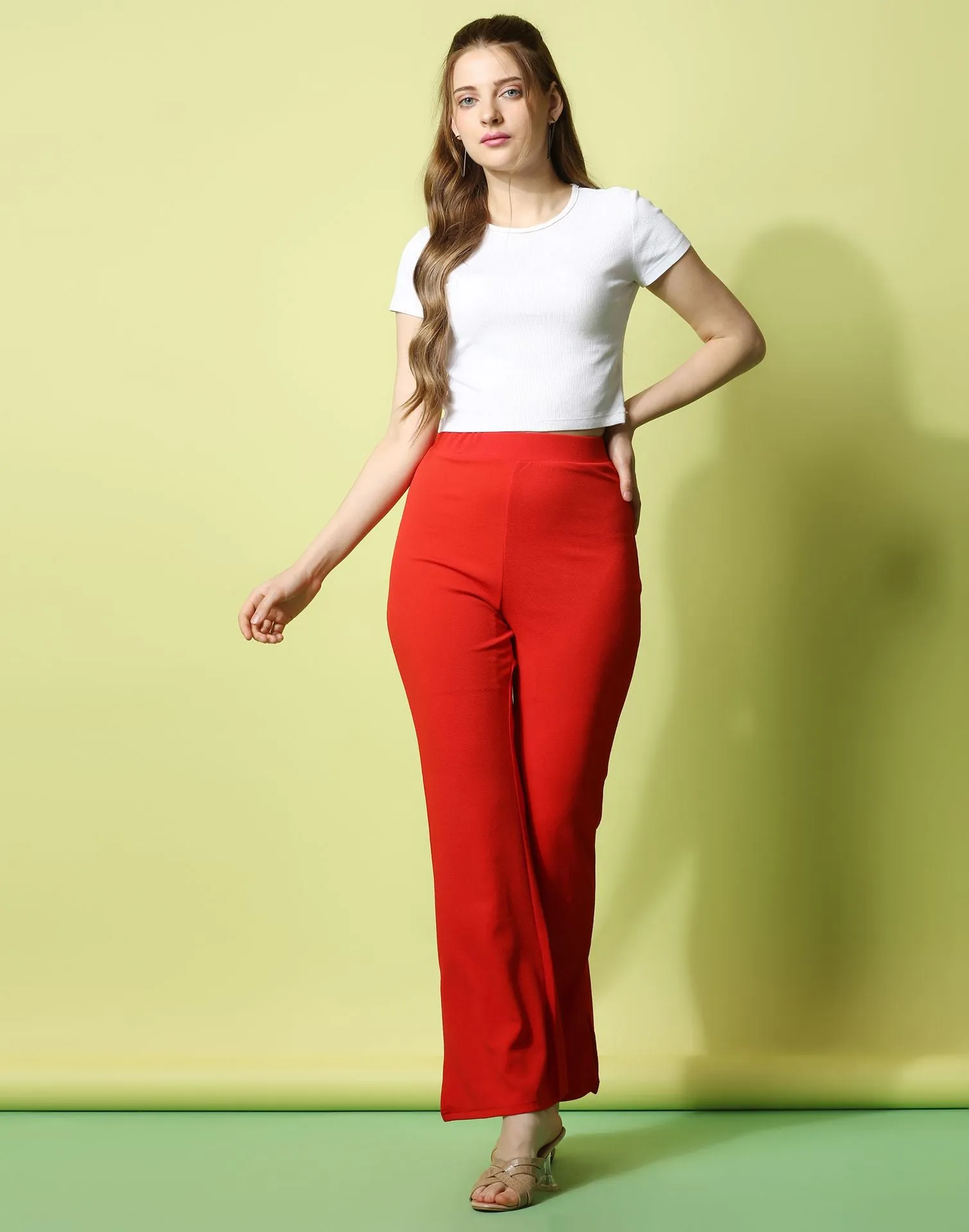 Red Flared Trouser