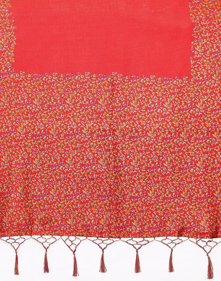 Red Printed Silk Saree