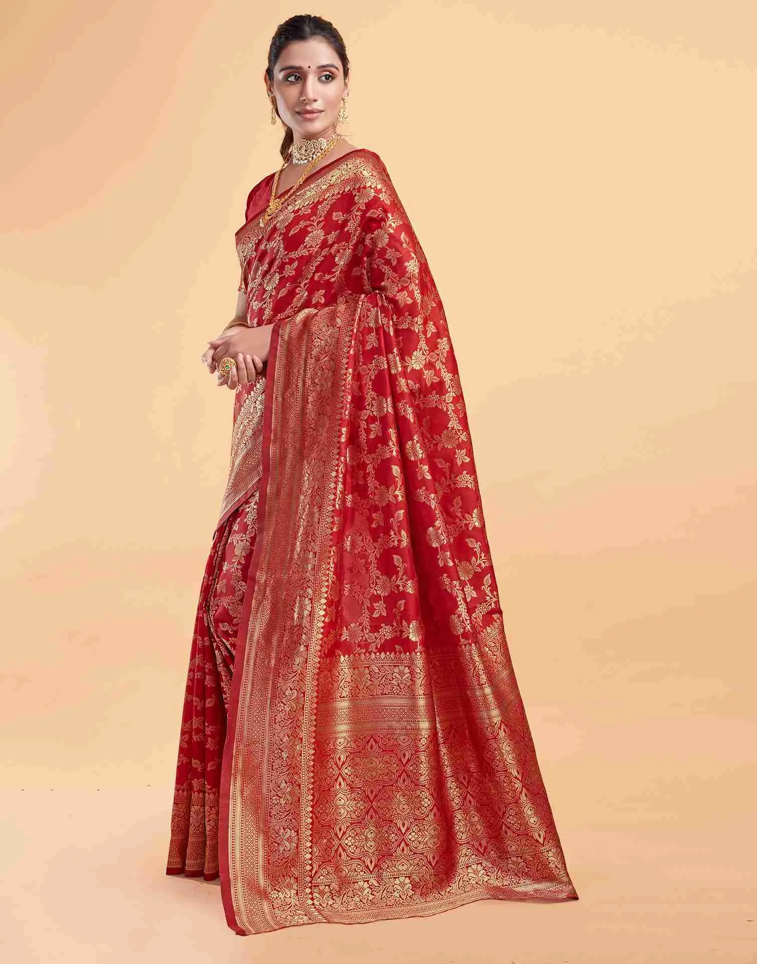 Red Silk Woven Saree