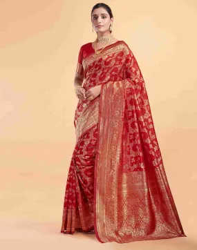 Red Silk Woven Saree