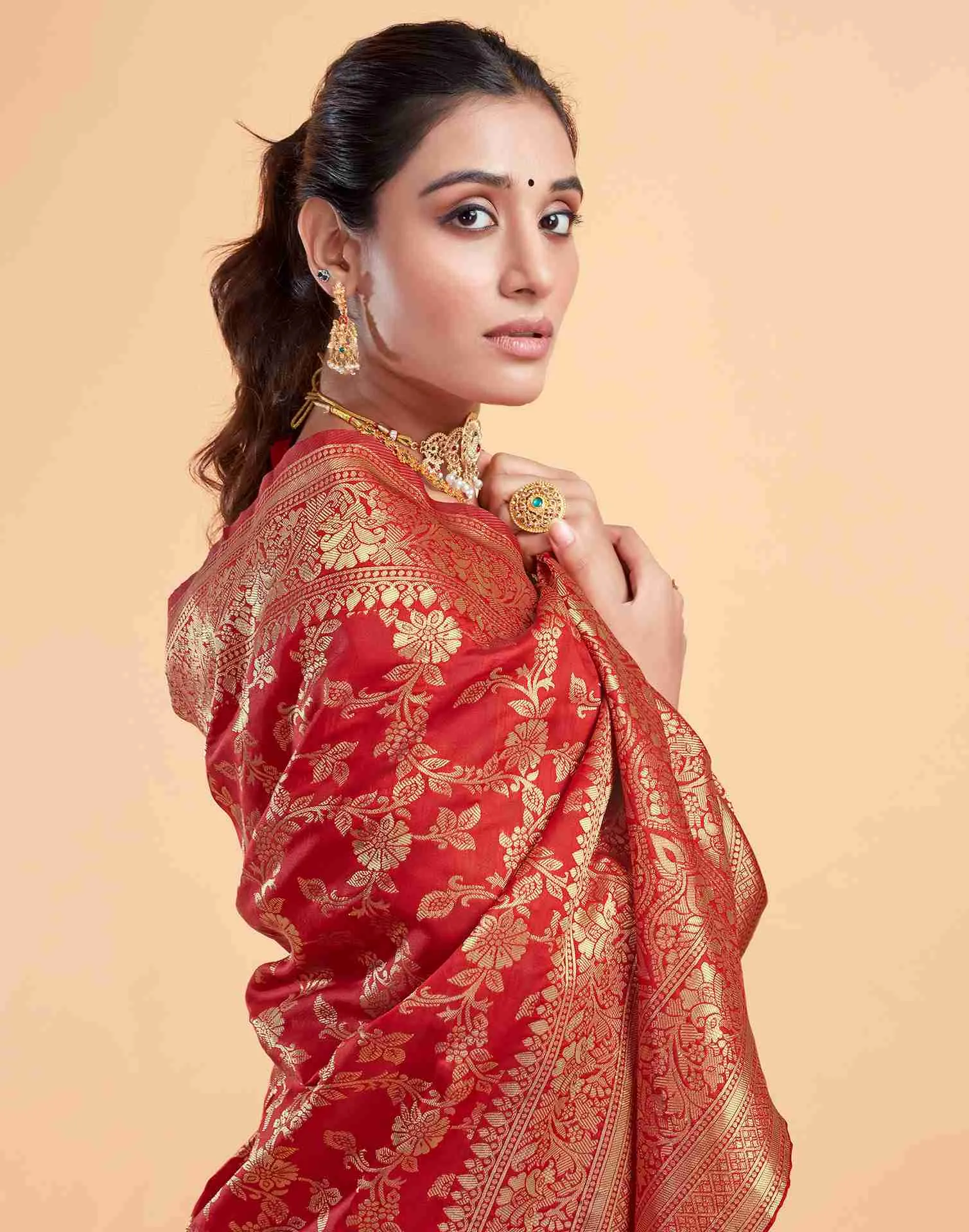 Red Silk Woven Saree