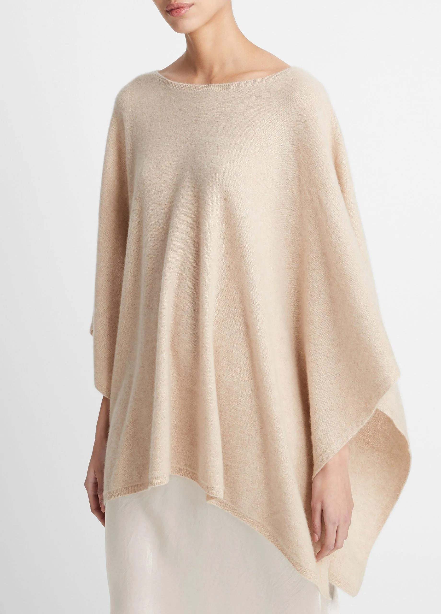 Reverse-Jersey Cashmere Boat-Neck Poncho