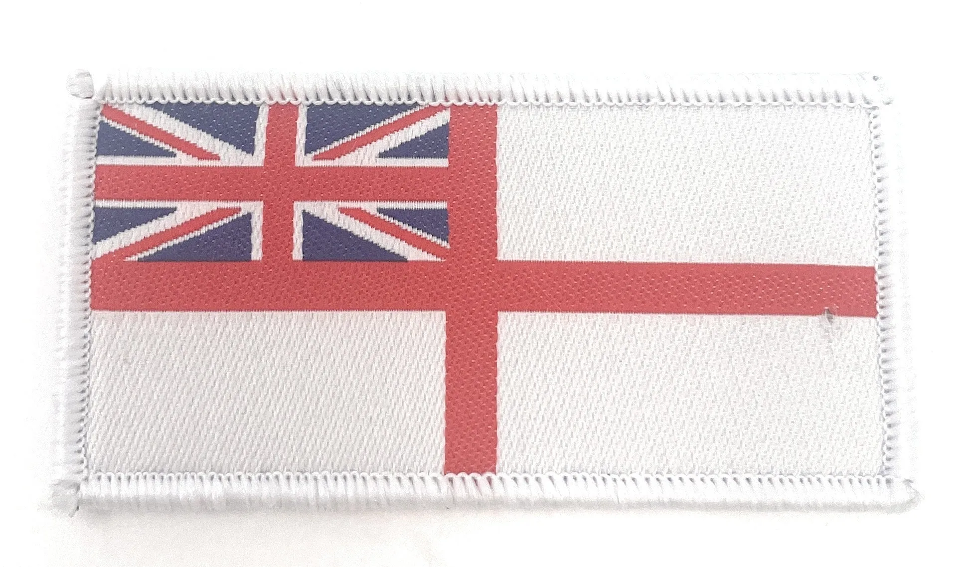 Royal Navy Ensign - White with Merrow Border -  Velcro Backing - 70mm x 35mm