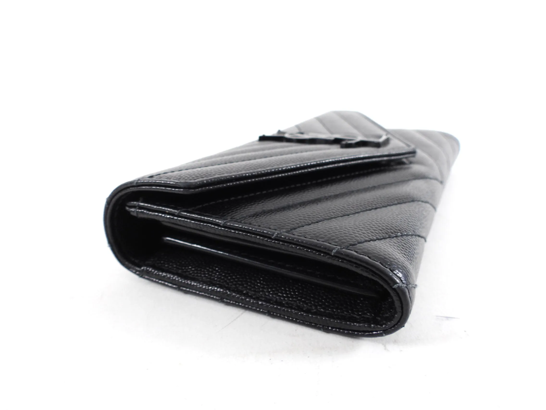 Saint Laurent All Black Cassandre Matelasse Large Flap Wallet