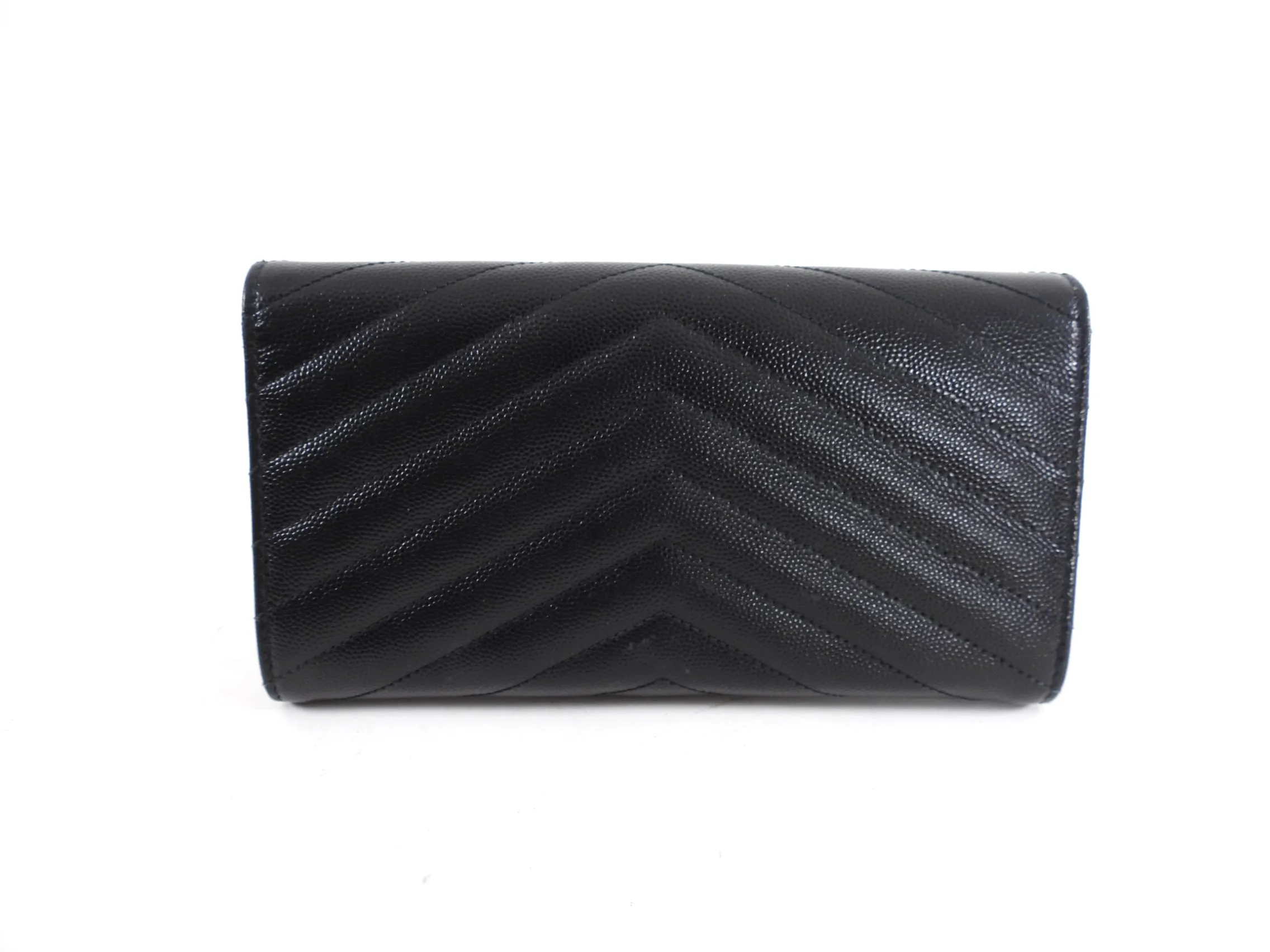 Saint Laurent All Black Cassandre Matelasse Large Flap Wallet