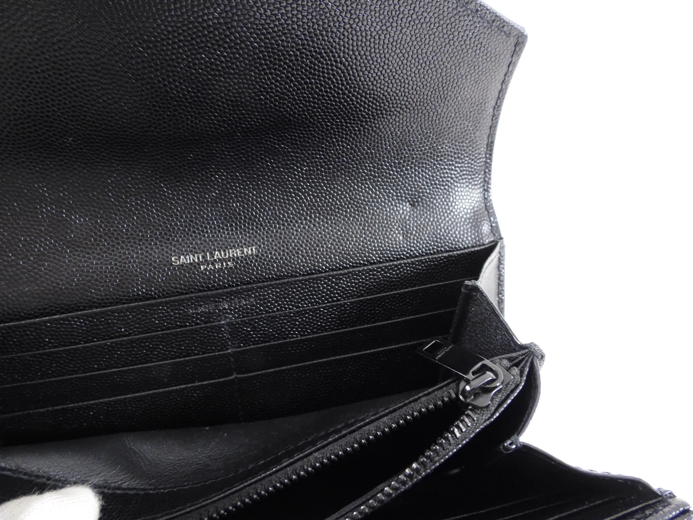 Saint Laurent All Black Cassandre Matelasse Large Flap Wallet