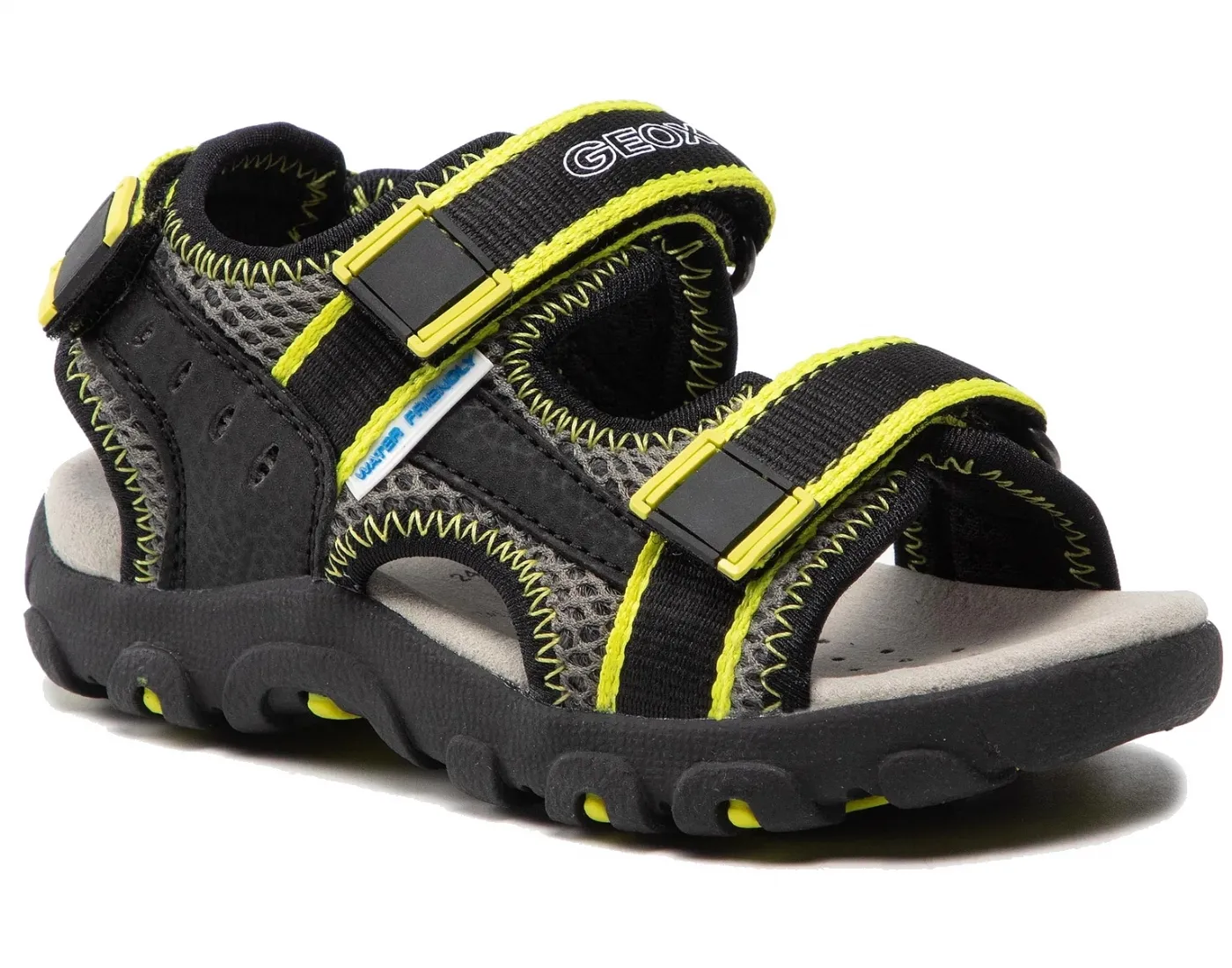 SANDALI GEOX BAMBINO STRADA   BLACK/FLUO YELLOW J1524A 014CE C9151 TG:36,37,38,39