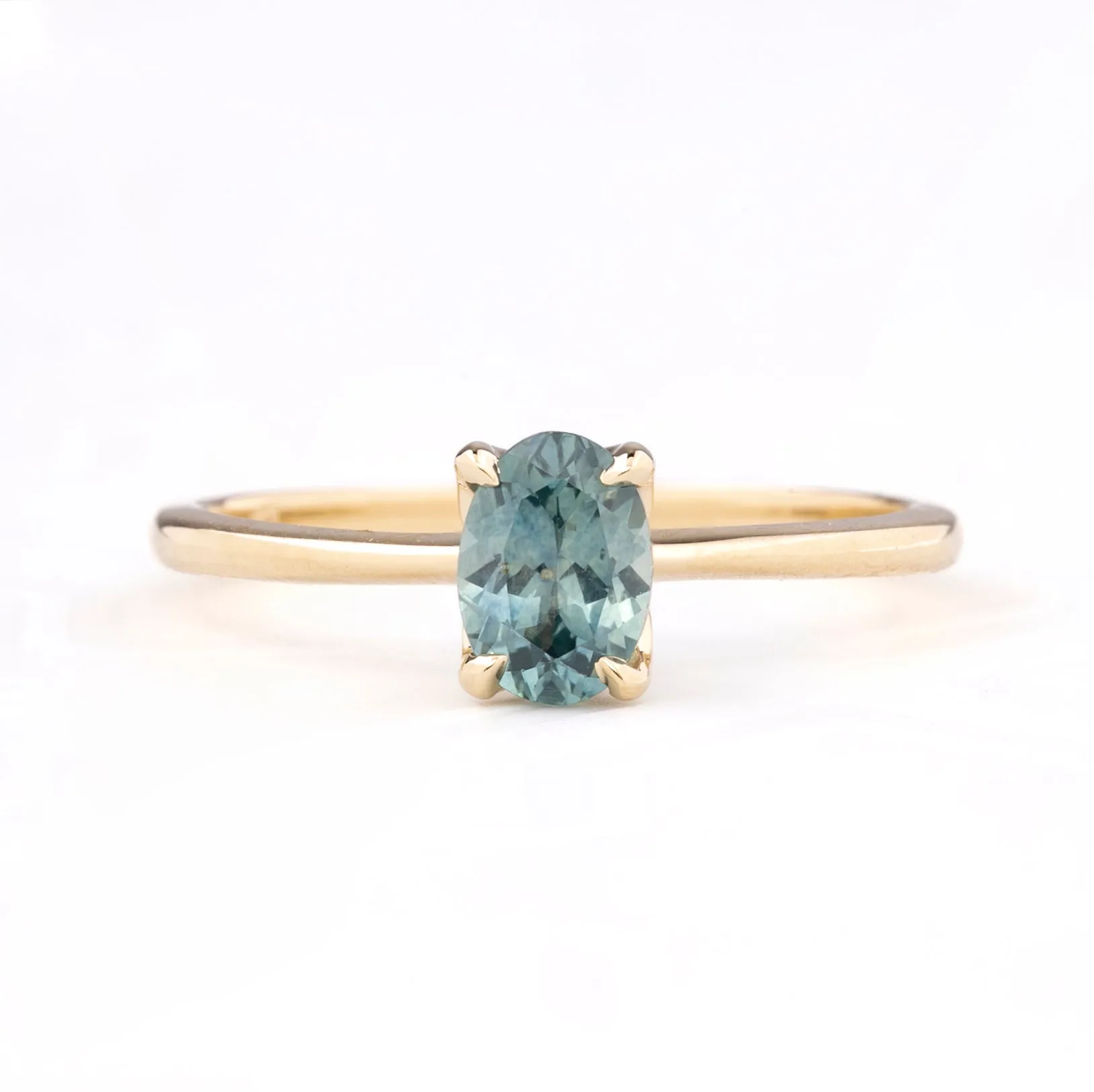 Sara Ring 0.90ct Blue Green Montana Sapphire, 14k Yellow Gold (One of a kind)