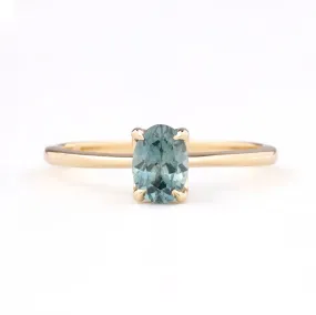 Sara Ring 0.90ct Blue Green Montana Sapphire, 14k Yellow Gold (One of a kind)