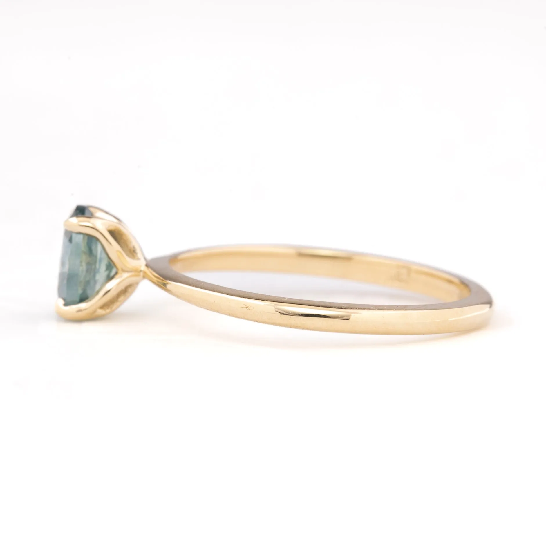 Sara Ring 0.90ct Blue Green Montana Sapphire, 14k Yellow Gold (One of a kind)