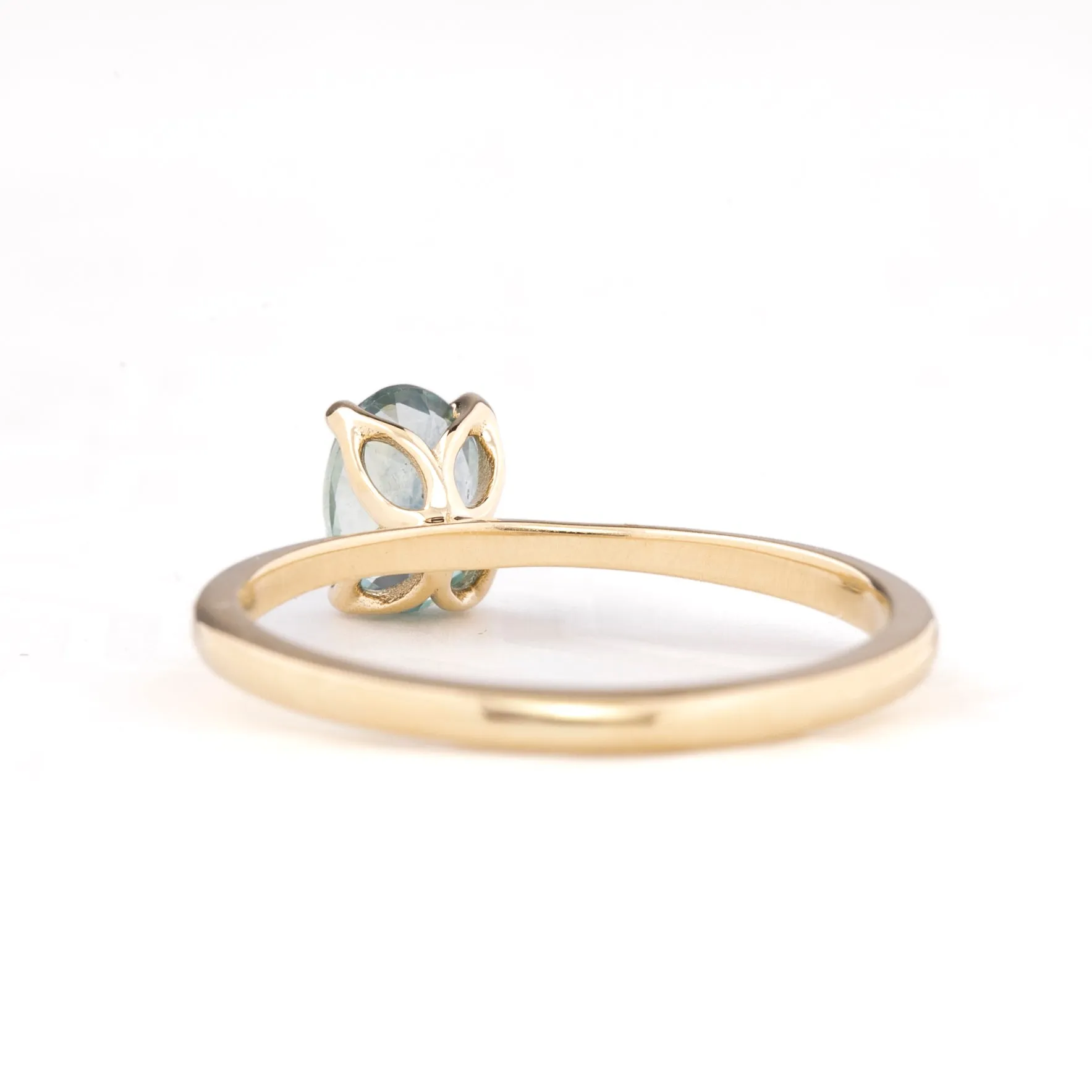 Sara Ring 0.90ct Blue Green Montana Sapphire, 14k Yellow Gold (One of a kind)