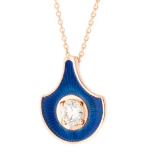 SELIM MOUZANNAR PENDANT IN PINK GOLD AND NAVY BLUE ENAMEL SET WITH DIAMOND