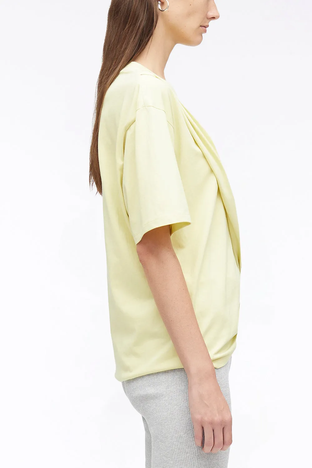 Short Sleeve Draped Cotton Jersey T-Shirt