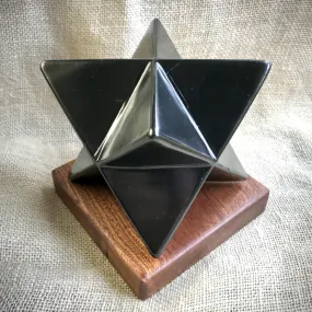 Shungite Merkaba, 100mm, Hand Carved, Genuine Black Shungite