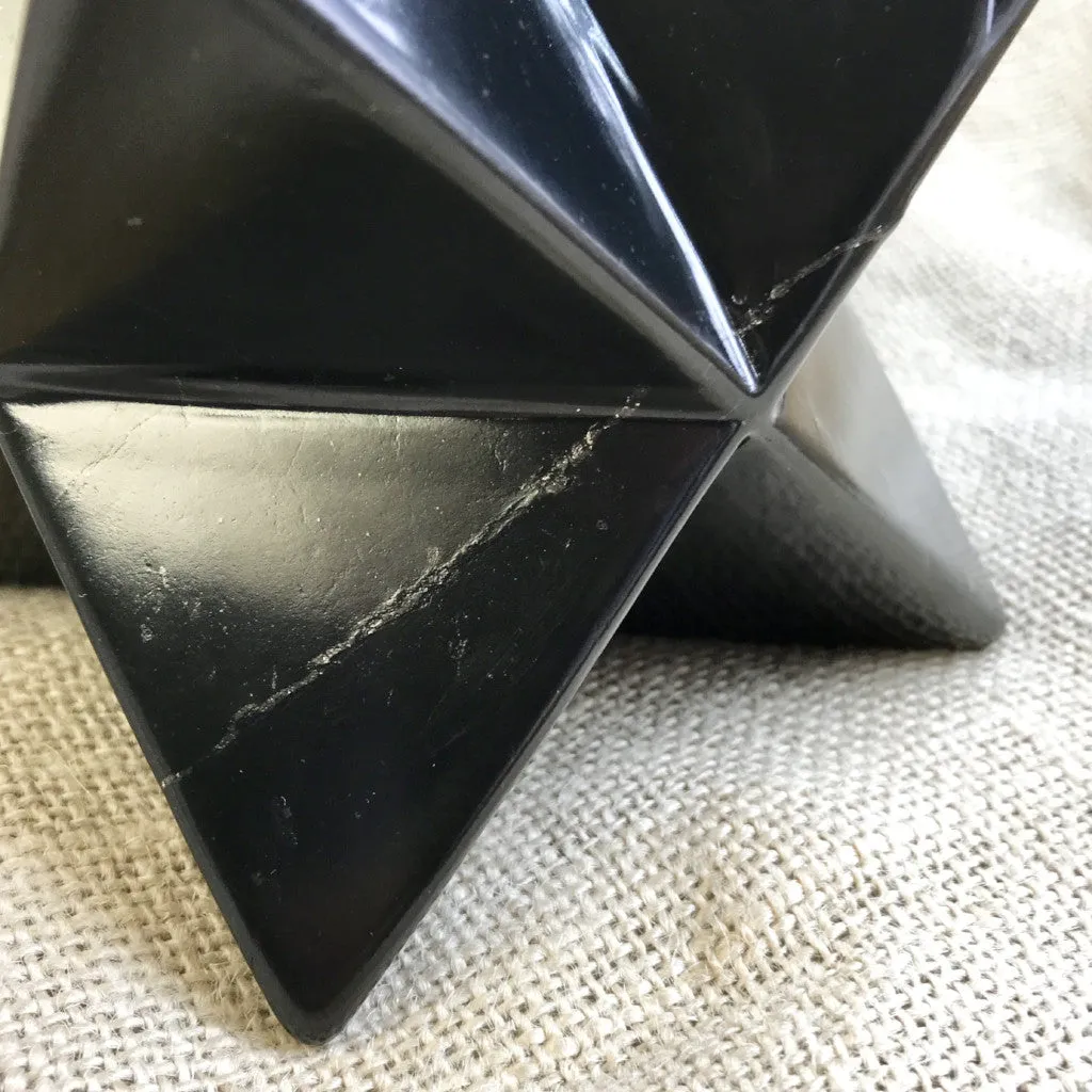 Shungite Merkaba, 100mm, Hand Carved, Genuine Black Shungite