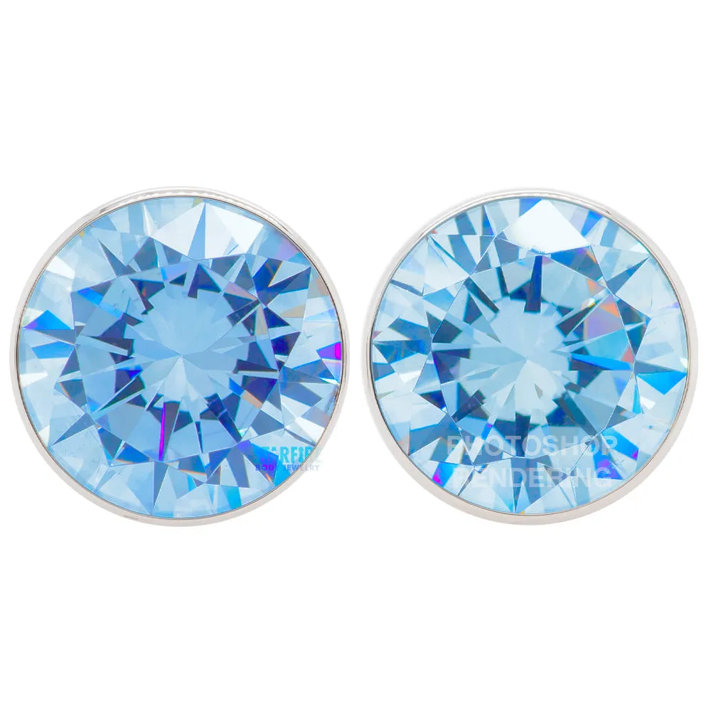 Single Gem BIG BLING Plugs ( Eyelets ) with Brilliant-Cut Gem - Arctic Blue