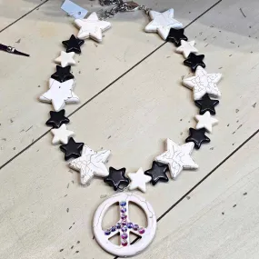 SL Black/White Star with Peace Necklace