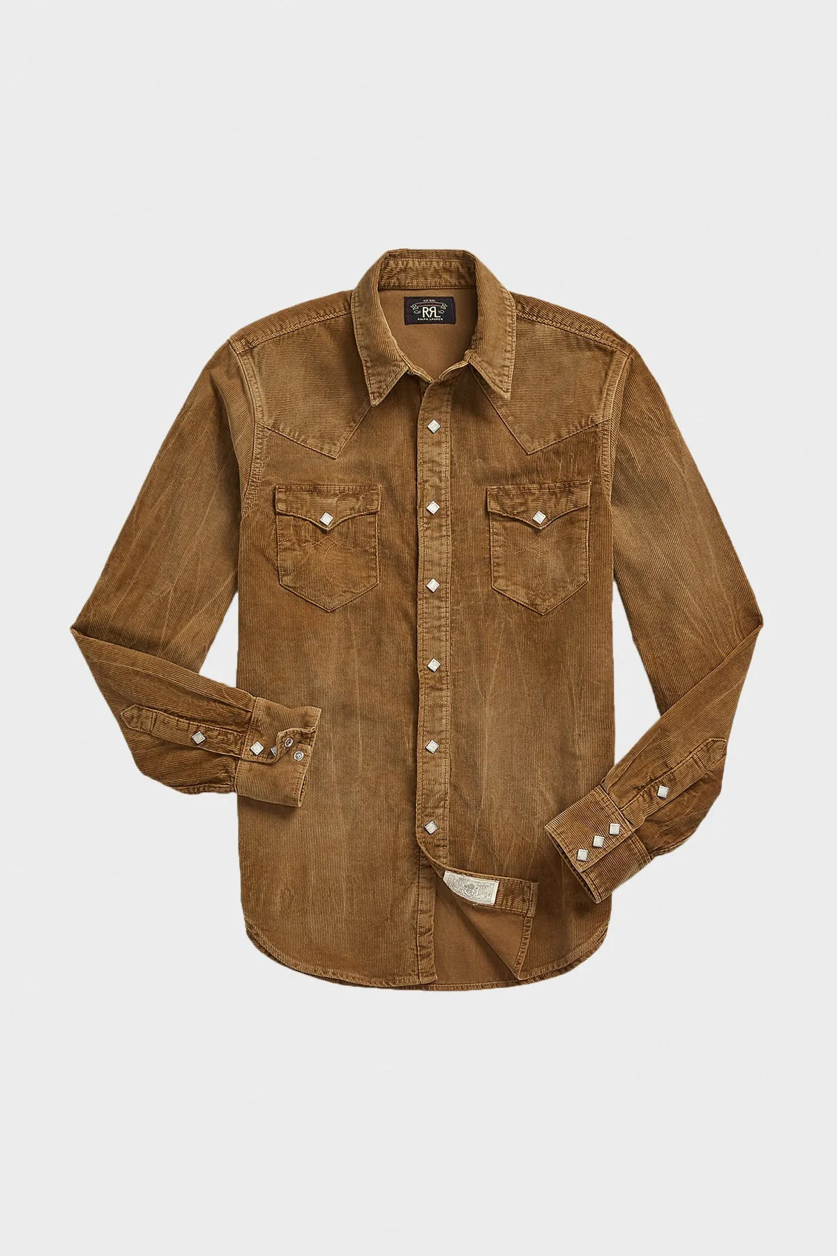 Slim Fit Corduroy Western Shirt - Faded Tan