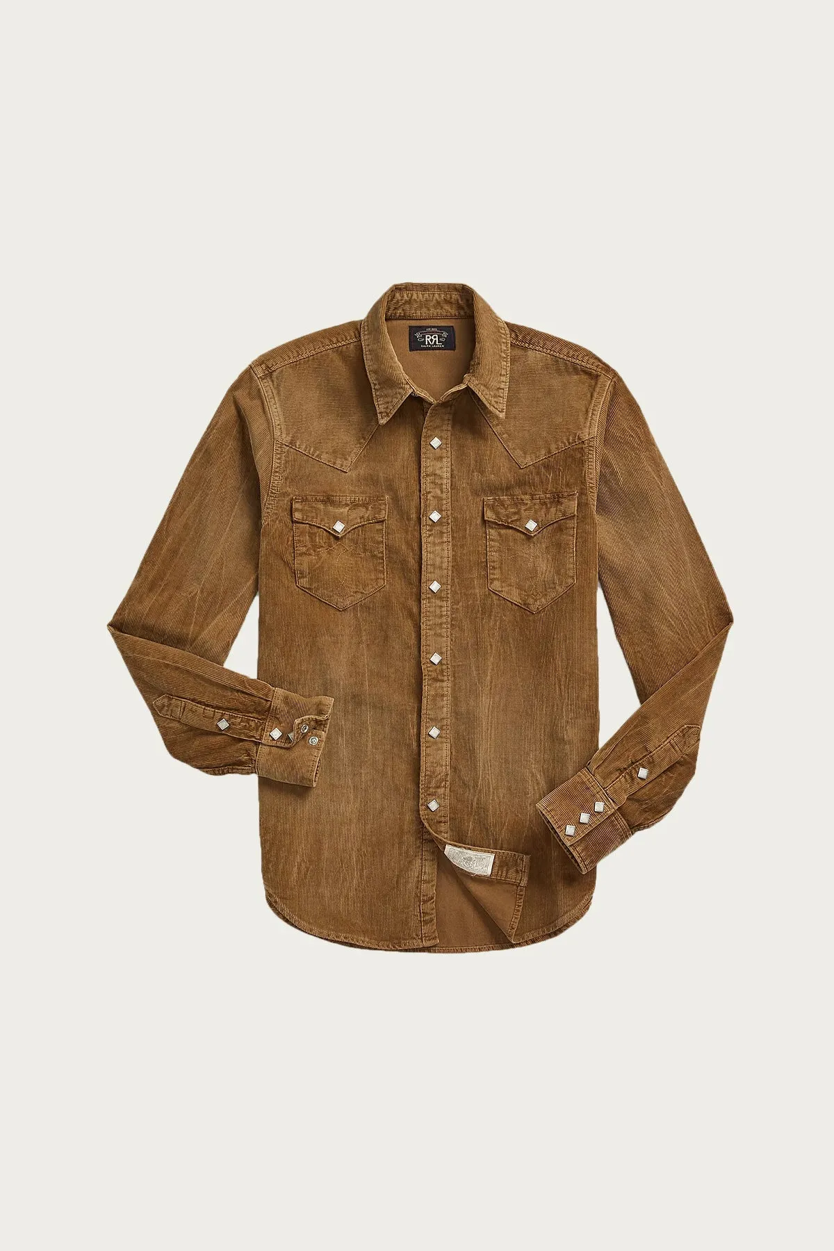 Slim Fit Corduroy Western Shirt - Tan